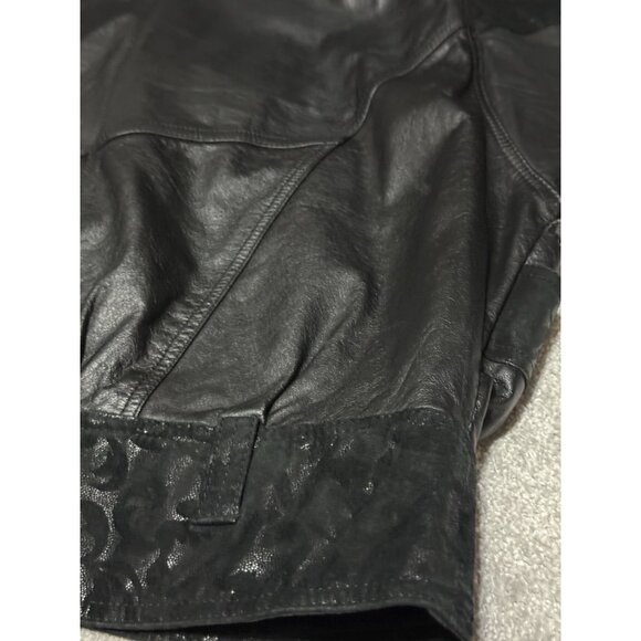Vintage Winlit Western Lace Pattern Leather Jacket Women's Size Medium Black - Picture 12 of 16